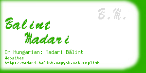 balint madari business card
